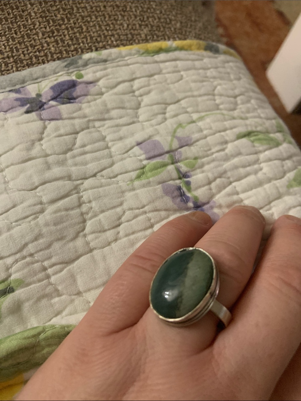 Green Stone Silver Ring - Women Jewelry